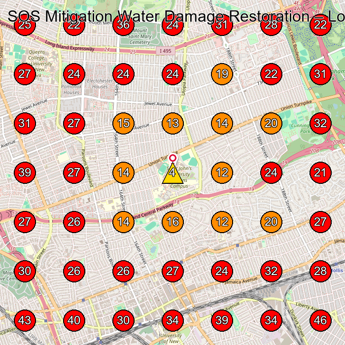 SOS Mitigation Water Damage Restoration GeoGrid visibility map for Water Damage Restoration Service in None